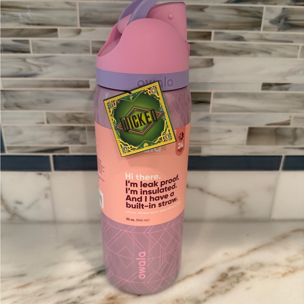 Owala Pink Insulated Water Bottle with Built-In Straw